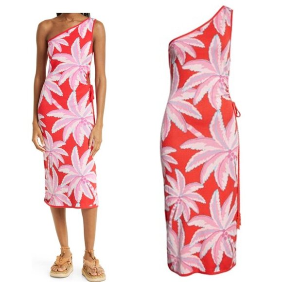 FARM RIO Coconut Tree Knit One Shoulder Cut Out Dress Size XL - Picture 1 of 8